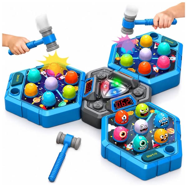Whack-A-Mole elektronisk arkadespil 1-3 spillere med 3 hamre