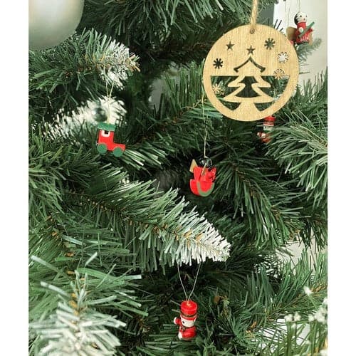 Julgranspynt i trä 10-pack röda julmotiv 2,5–3,5 cm