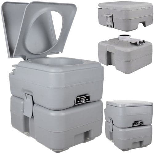 Portabel campingtoalett 12L vatten/20L avfall, 150 kg, grå