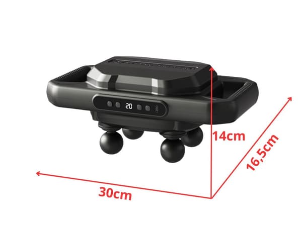 Massagepistol genopladelig USB-C 20 niveauer 4 hoveder sort/hvid