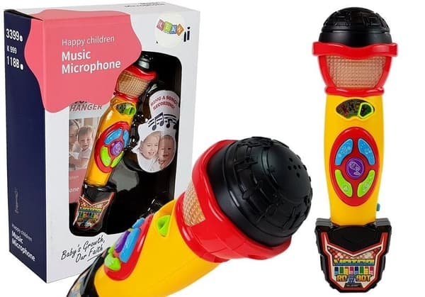 Legetøjsmikrofon til børn med lys, melodier og optagelse 20 sek