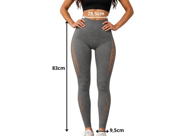 Træningsleggings dame høj talje push-up mesh grå S/M
