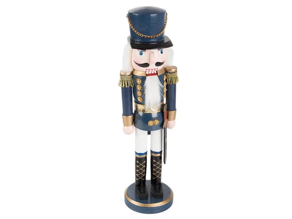 Nøddeknækker julefigur soldat i træ håndmalet 35 x 9 cm