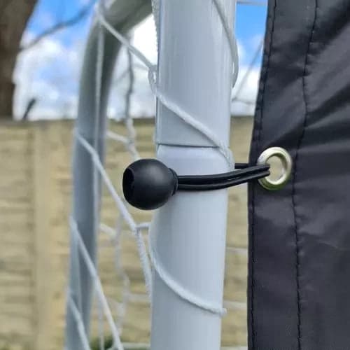 Fodboldmål i stål 240x170 cm med net og målskive, hvid/sort