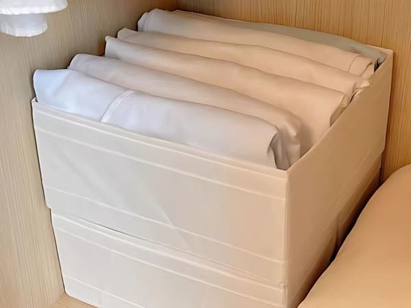 Tekstilorganiser til undertøj/sko hvid polyester 28x28x13 cm