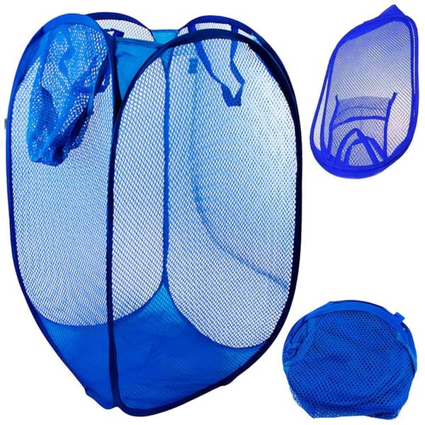 Sammenklappelig opbevaringskurv i mesh 40 L blå 47 x 26 x 26 cm