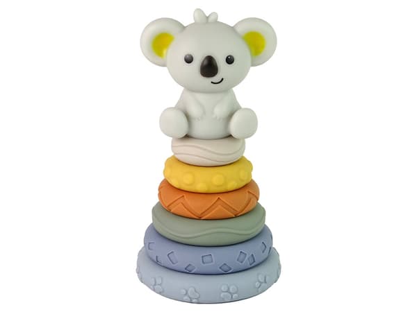 Stablelegetøj pyramide i blød gummi med koala, 6 skivor, 6+ mån