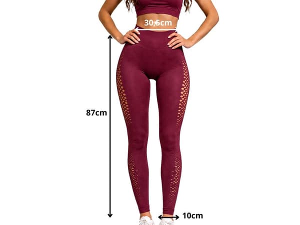 Treenitightsit push-up korkeavyötärö mesh burgundy L/XL