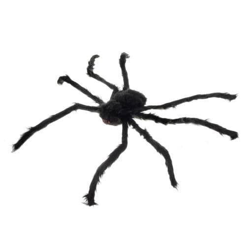 Stor kunstig edderkop 90 cm spændvidde sort Halloween-dekoration