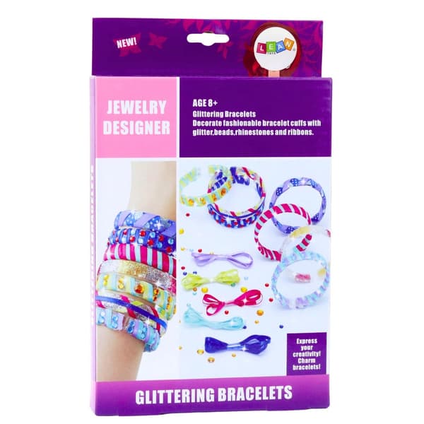 DIY armbandskit med glitter och band, 4 transparenta armband