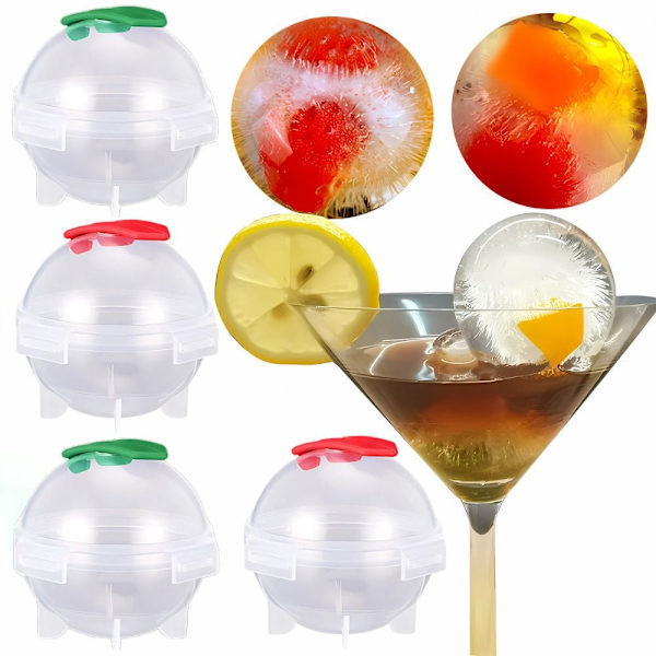 Isform för isbollar 4 delar, plast, transparent, Ø5 cm