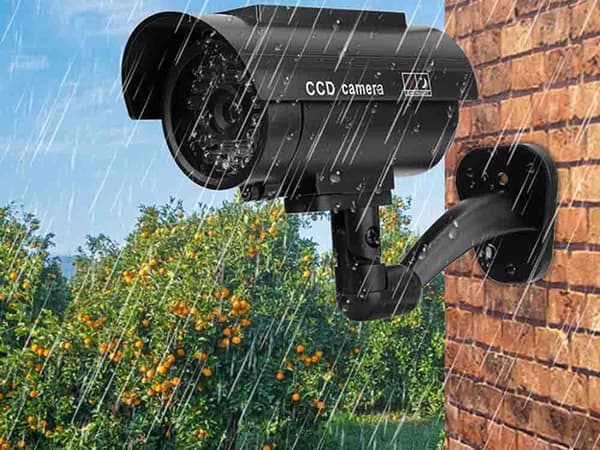 Attrappkamera CCTV med blinkende LED solpanel sort 13x6 cm