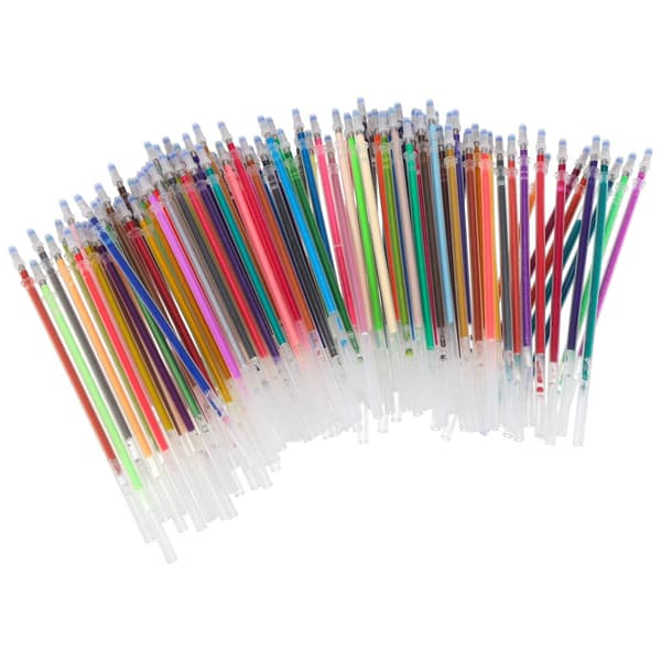 Gelpen-sæt 100 stk + 100 refiller glitter/metallic/neon i etui