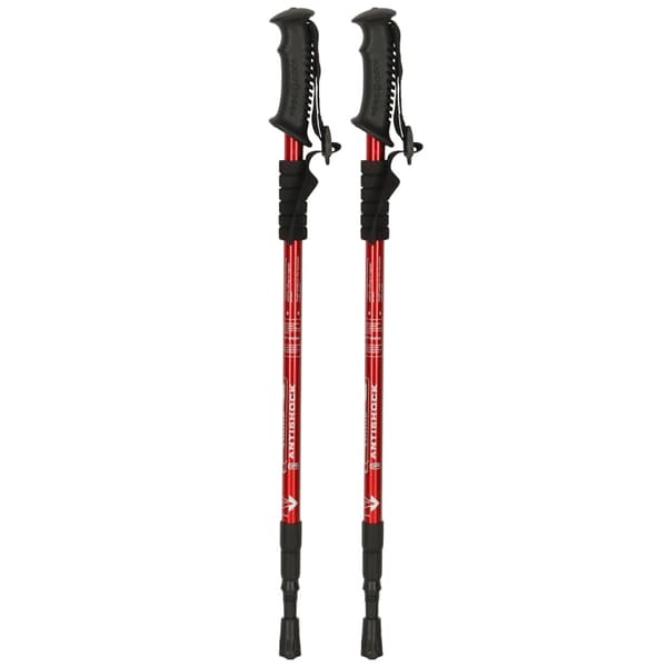 Fällbara trekkingstavar aluminium 65-135 cm volframspets röd 2-pack