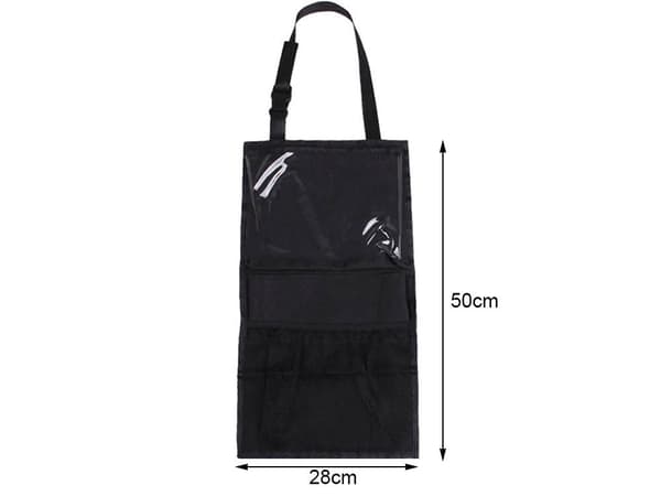 Bilorganisator til nakkestøtte med 3 lommer 50x28 cm sort