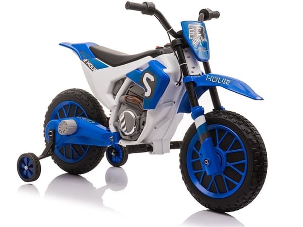 Elektrisk barnmotorcykel ride-on 12V 2x35W blå fram/back 30kg