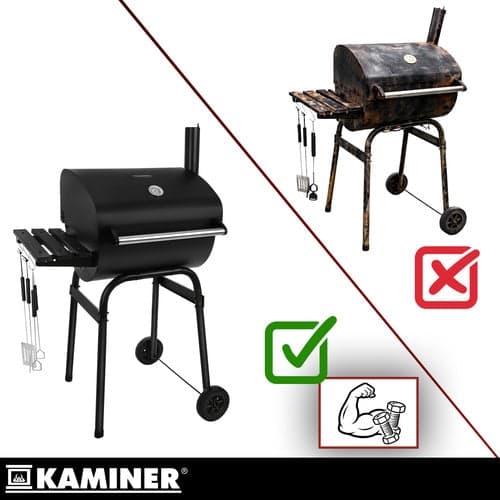 Kulgrill med låg og termometer 117x82x51 cm sort