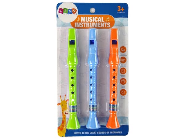 Barnflöjter i plast 3-pack 19 cm, giftfri, från 3 år