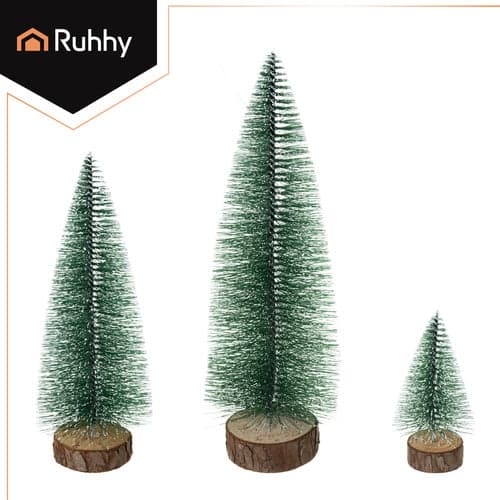 Mini julgranar snöklädda med träbas 3-pack 11,5–28 cm
