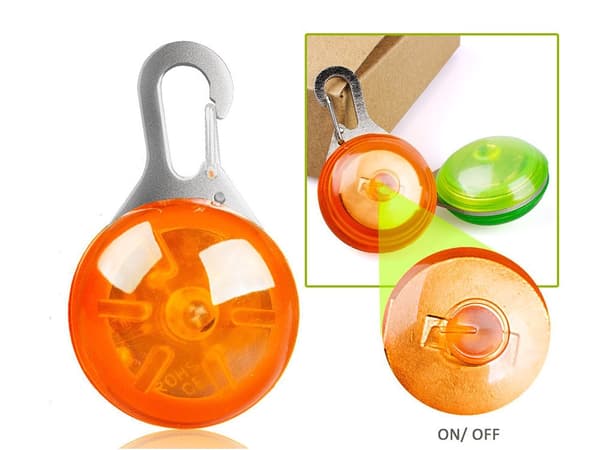 LED-vedhæng til hund/kat halsbånd 200 m synlighed orange 5x3 cm