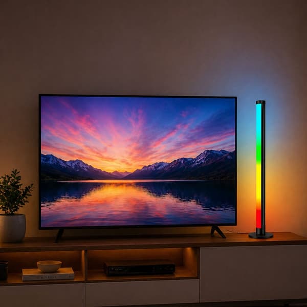 LED-kulmalamppu 90 cm RGB 16M väriä 210 tilaa Bluetooth USB