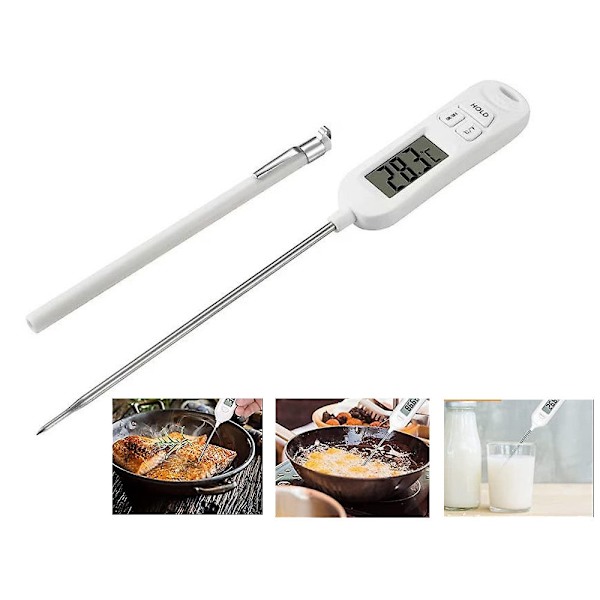 Digital kökstermometer stektermometer -50 till 300°C vit 25 cm