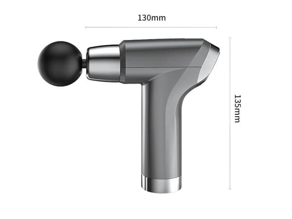 Massagepistol med 4 massagehoveder 6 niveauer USB-C grå