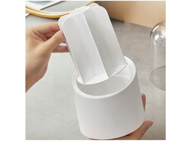 Roterende makeup-opbevaring med låg 7 rum plast hvid 22 cm