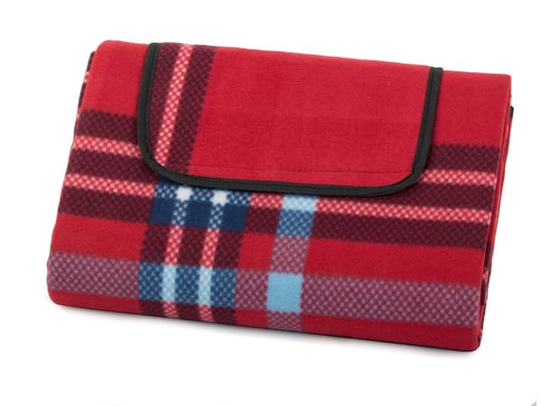 Picnic-tæppe 150x200 cm fleece med vandtæt underside rødternet