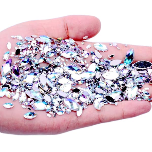 Rhinestones til negle mixede storrelser 7 stl ca 600 stk Silver
