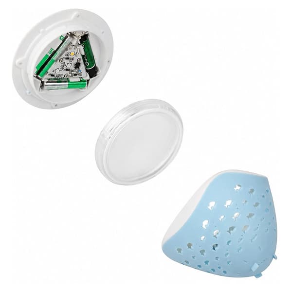 Kelluva LED-vesilamppu IP68 kala-aiheella, 6 tilaa, AAA-paristo