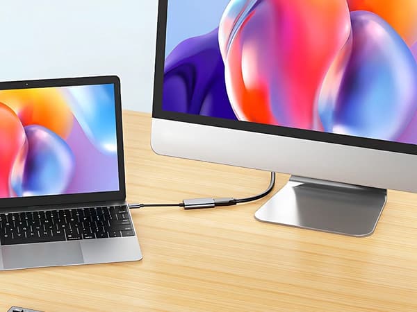 USB-C til HDMI-adapter 4K 60Hz 18 cm kabel sølv/sort
