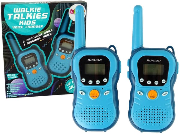 Walkie-talkiet lapsille 2-pack, sininen, 16 kanavaa, 3 km kantama