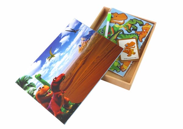 Magnetiskt pussel dinosaurier med rityta och penna, 3+ år