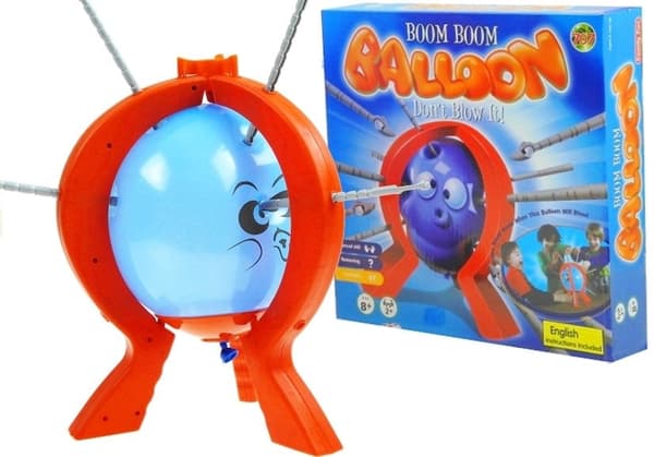 Ilmapallopeli Balloon Burst jalustalla, noppa, 10 ilmapalloa, 2+ pelaajaa
