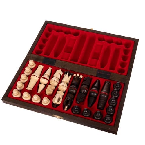 Schackset hornbeam 31x31 cm låsbar schackbräda med förvaring brun/kräm