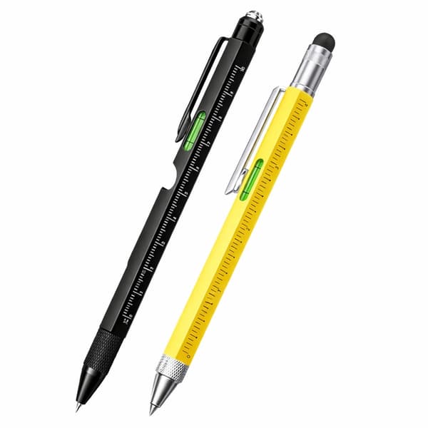 Multifunktionspenna 9-i-1 med LED, skruvmejslar, 2-pack + refiller