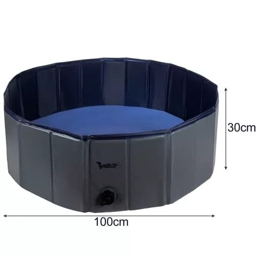 Hundpool fällbar 100x30 cm 230 l med avloppsventil halkfri botten