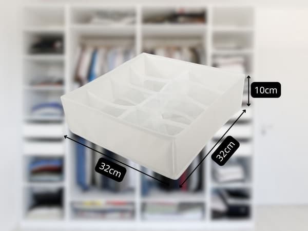 Opbevaringsorganisator 8 rum 32x32x10 cm polyester, hvid