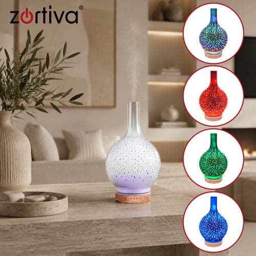 Aromadiffusor luftfuktare 200 ml med LED-nattljus, 3 doftoljor brun