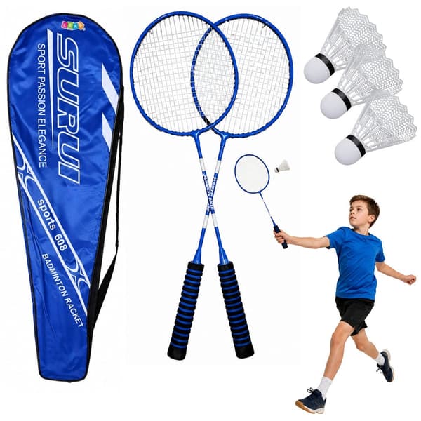 Badmintonset 2 racketar + 3 plastshuttles med bärväska