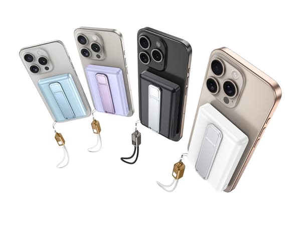 Magnetisk powerbank 5000 mAh 15W trådløs USB-C/Lightning mixfarve