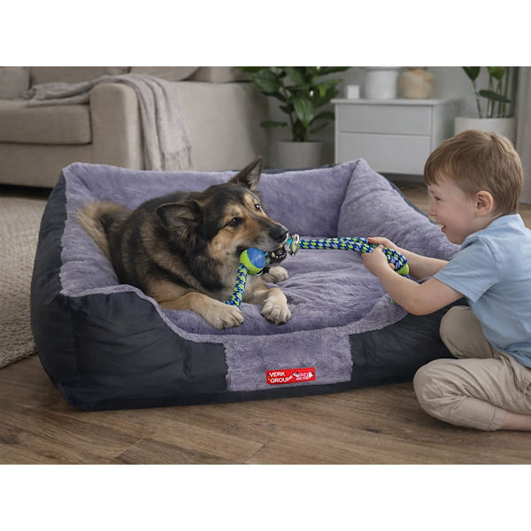 Hundbädd hundsoffa rektangulär 90x70 cm velour/nylon avtagbart