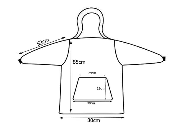 Fleecehuppari huppulla, sininen ruutukuvio, one size oversize