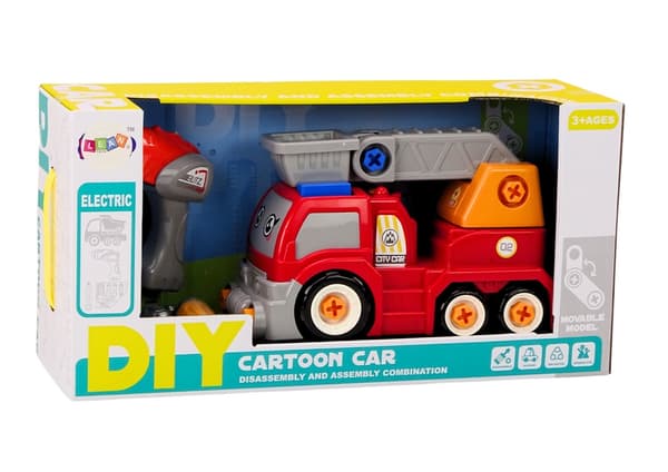 Leksakskranbil med rörlig bom och verktyg, demonterbar, 3+ år