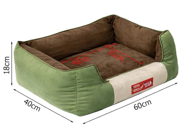 Hundeseng/kattekurv S 60x40x18 cm polyester grøn skridsikker bund