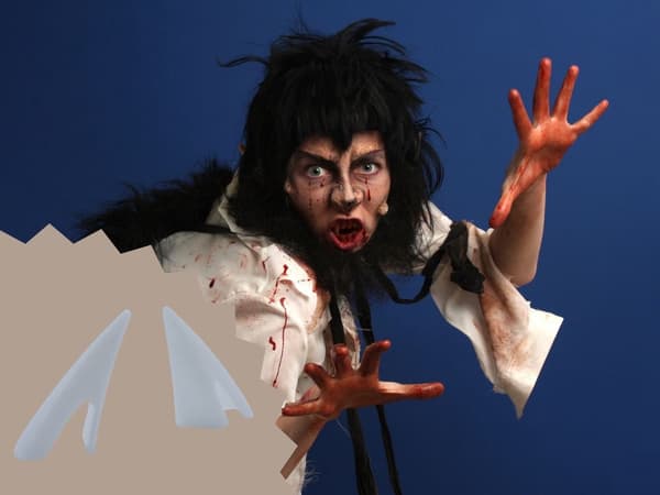 Halloween vampyrtænder med kunstigt blod, universal, 25 mm, 2 blodtabletter
