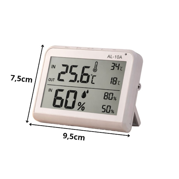 Termometer hygrometer med extern sensor LCD min/max larm °C/°F