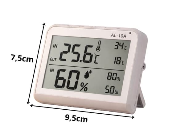 Termometer og hygrometer med ekstern sensor LCD min/max alarm °C/°F