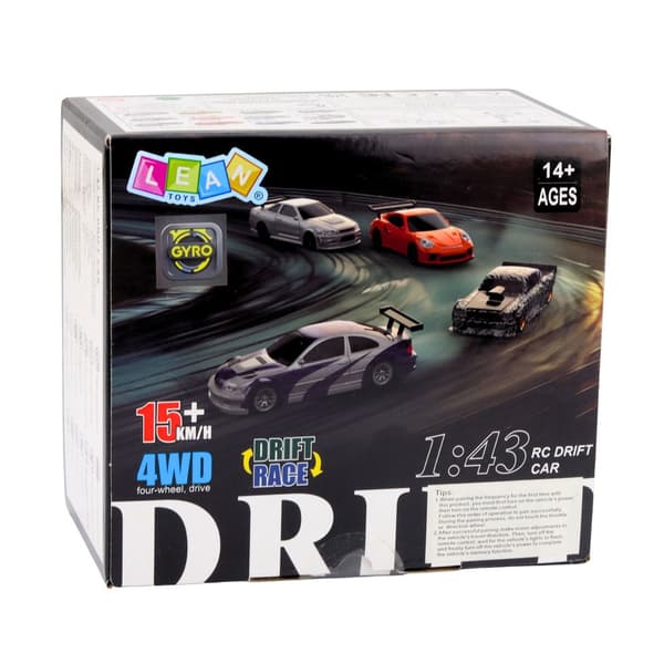 Radiostyrd driftbil 1:43 E46 4WD 2.4GHz med ljus + koner kit
